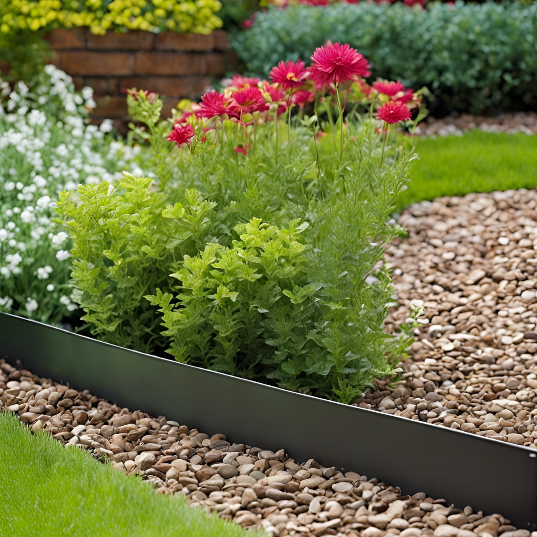 Bordure de jardin en metal Bordure en metal dans un jardin pour séparer les plantes