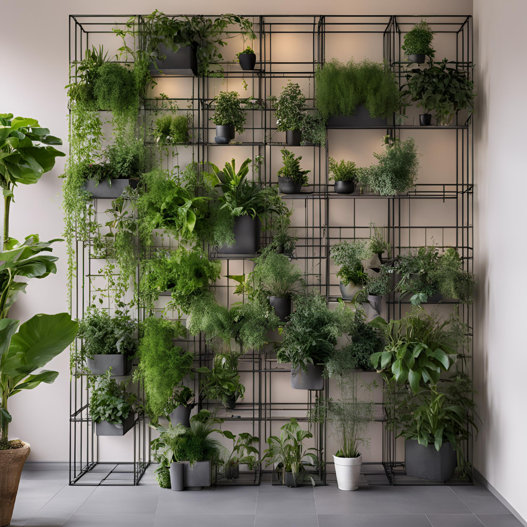 Mur vegetal avec une structure en metal mur vegetal avec des grilles en metal pour faire mur et accrocher les plantes