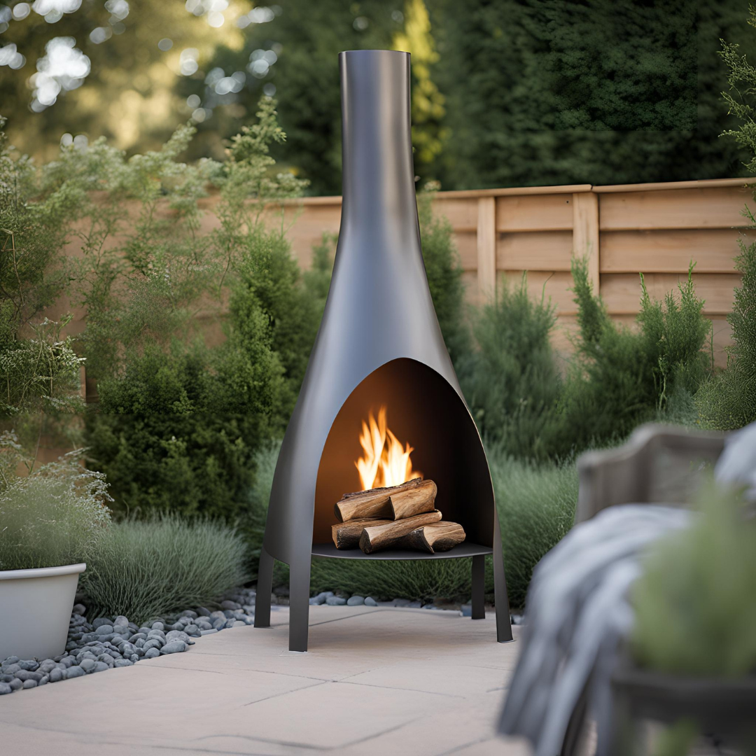 cheminée d'exterieure Cheminée, brasero modernes sur une terrasse