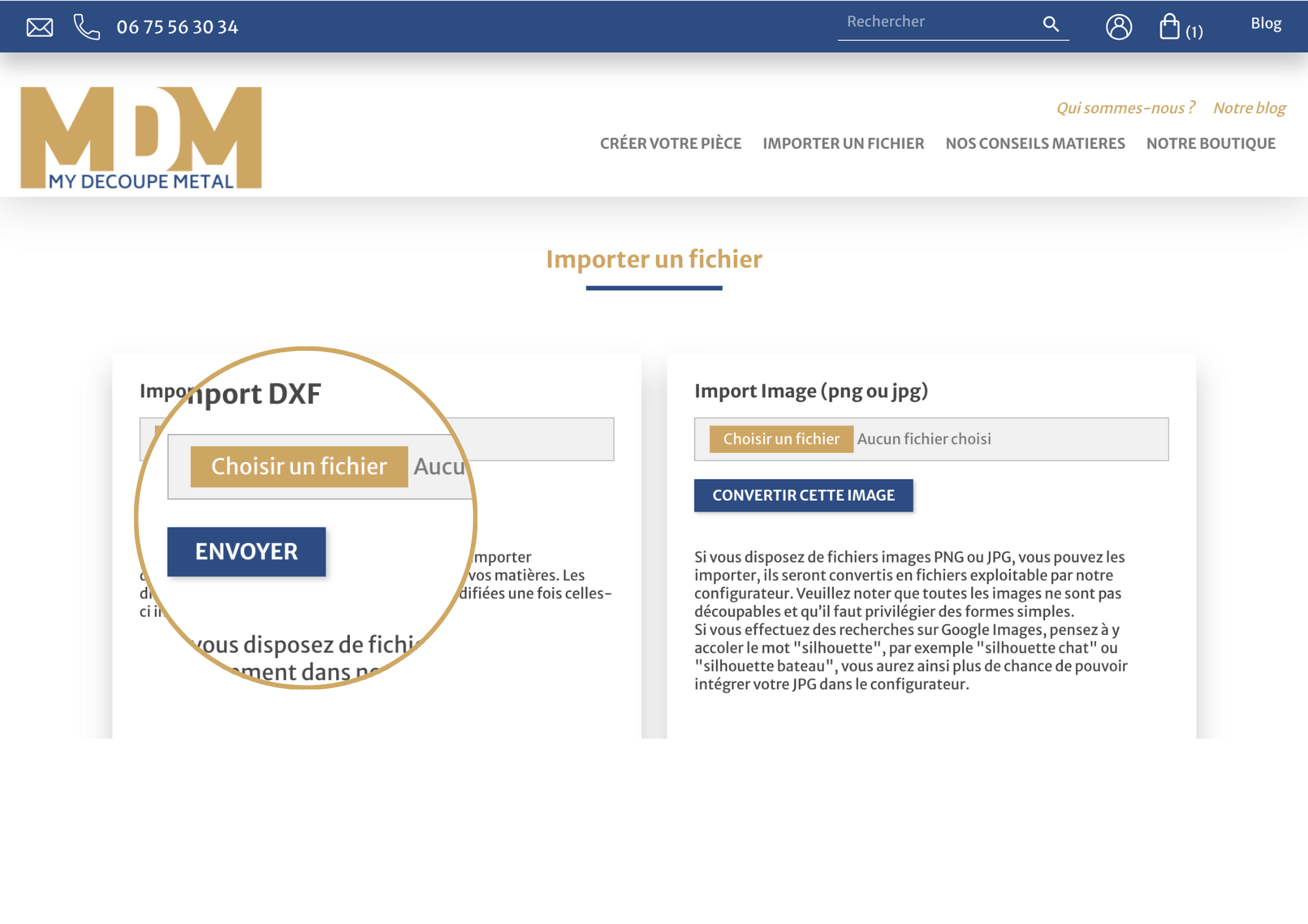 Comment importer un fichier DXF sur le site