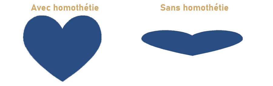 exemple découpe métal avec homothétie et sans homothétie