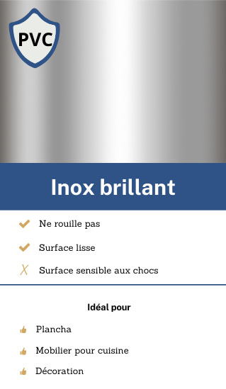 Plaque inox brillant (laminé à froid) sur mesure